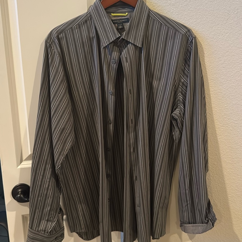 Men’s black stripe button down shirt